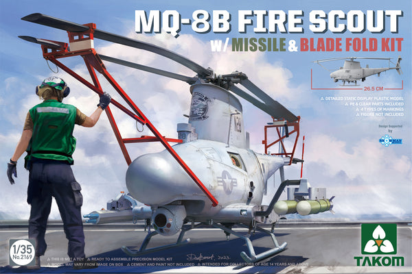 Takom 1/35 MQ-8B FIRE SCOUT w/MISSILE &BLADE FOLD KIT Helicopter