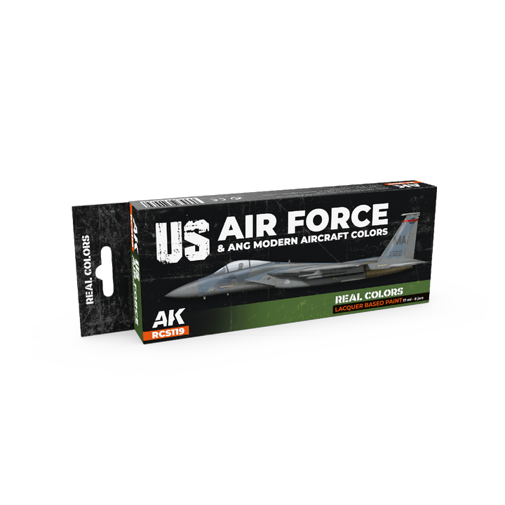 AK Interactive Real Colors US Air Force & ANG Modern Aircraft Colors Set (Set of 8) | 8435568340039