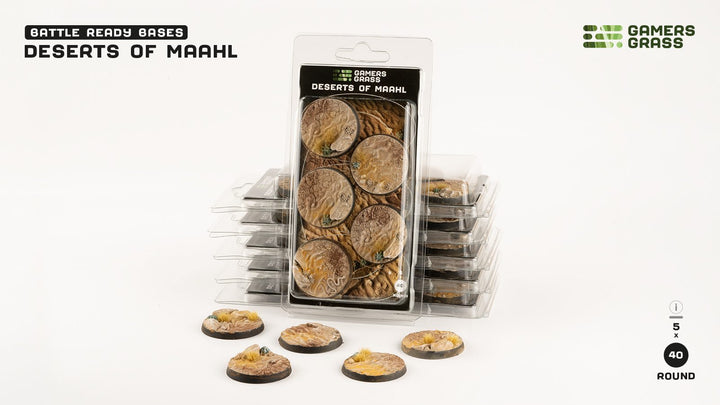 Gamers Grass Battle Ready Bases - Deserts of Maahl - Round 40mm (x5) | 738956790675