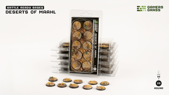 Gamers Grass Battle Ready Bases - Deserts of Maahl - Round 25mm (x10) | 738956790644