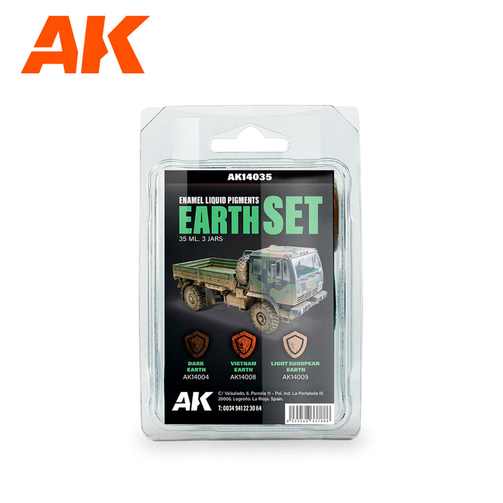 AK Interactive Enamel Liquid Pigment EARTH SET 35ml  (3 ref) | 8435568337886