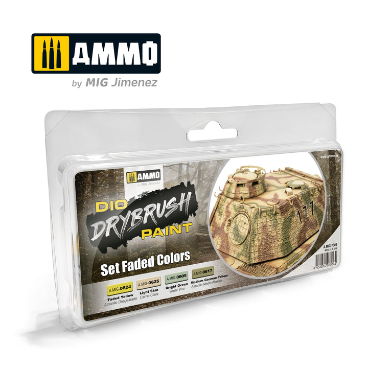 Ammo Mig Dio Drybrush Acrylic Paint Set - Faded Colors Set | 8432074073062