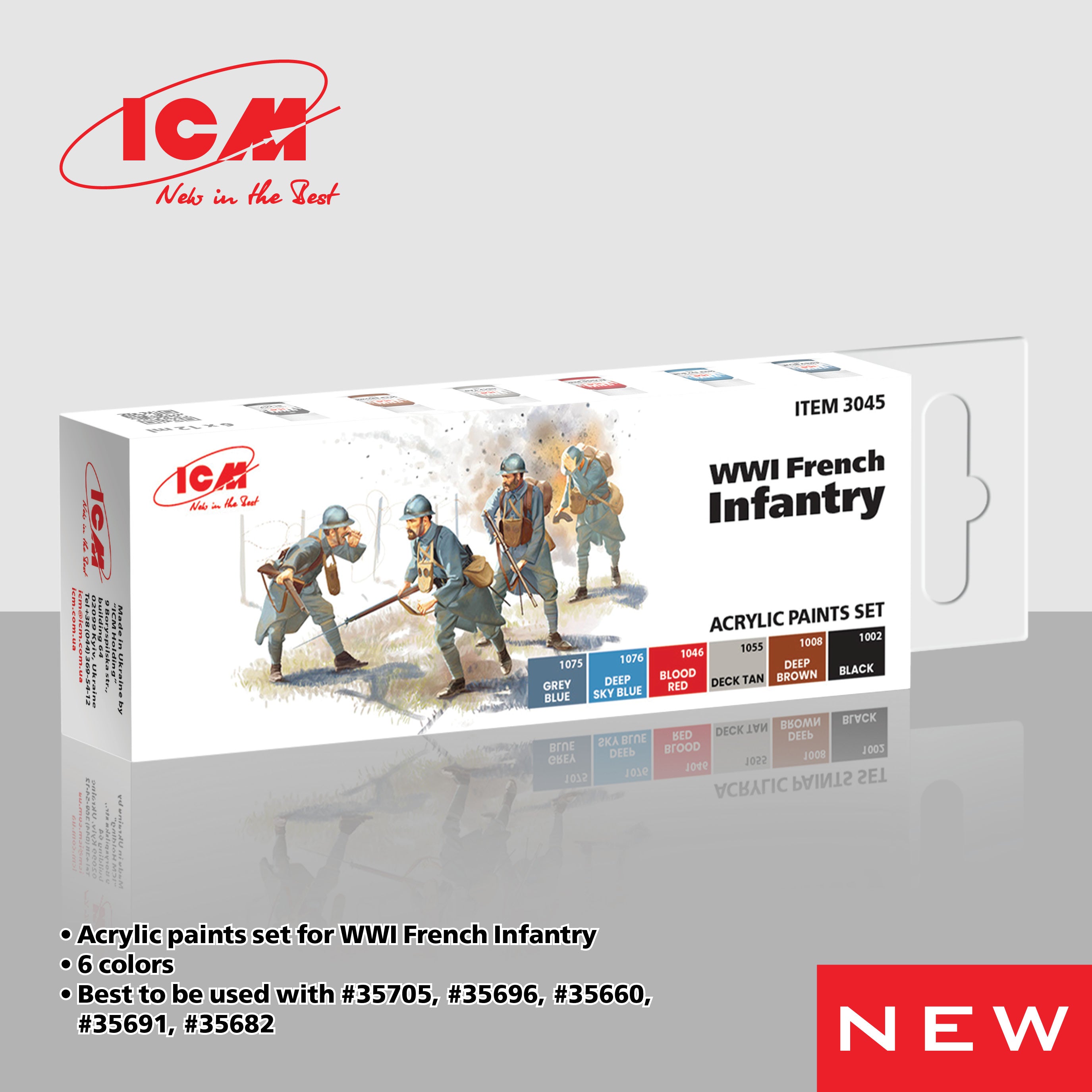 ICM Acrylic Paint Set for WWI French infantry | 4823044410095
