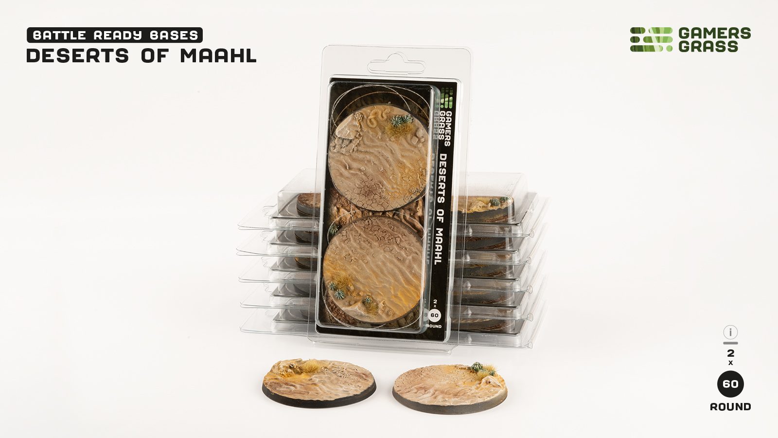 Gamers Grass Battle Ready Bases - Deserts of Maahl - Round 60mm (x2) | 738956790705