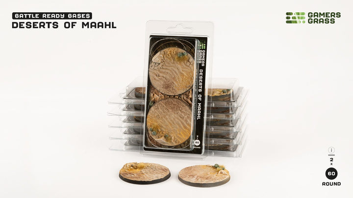 Gamers Grass Battle Ready Bases - Deserts of Maahl - Round 60mm (x2) | 738956790705