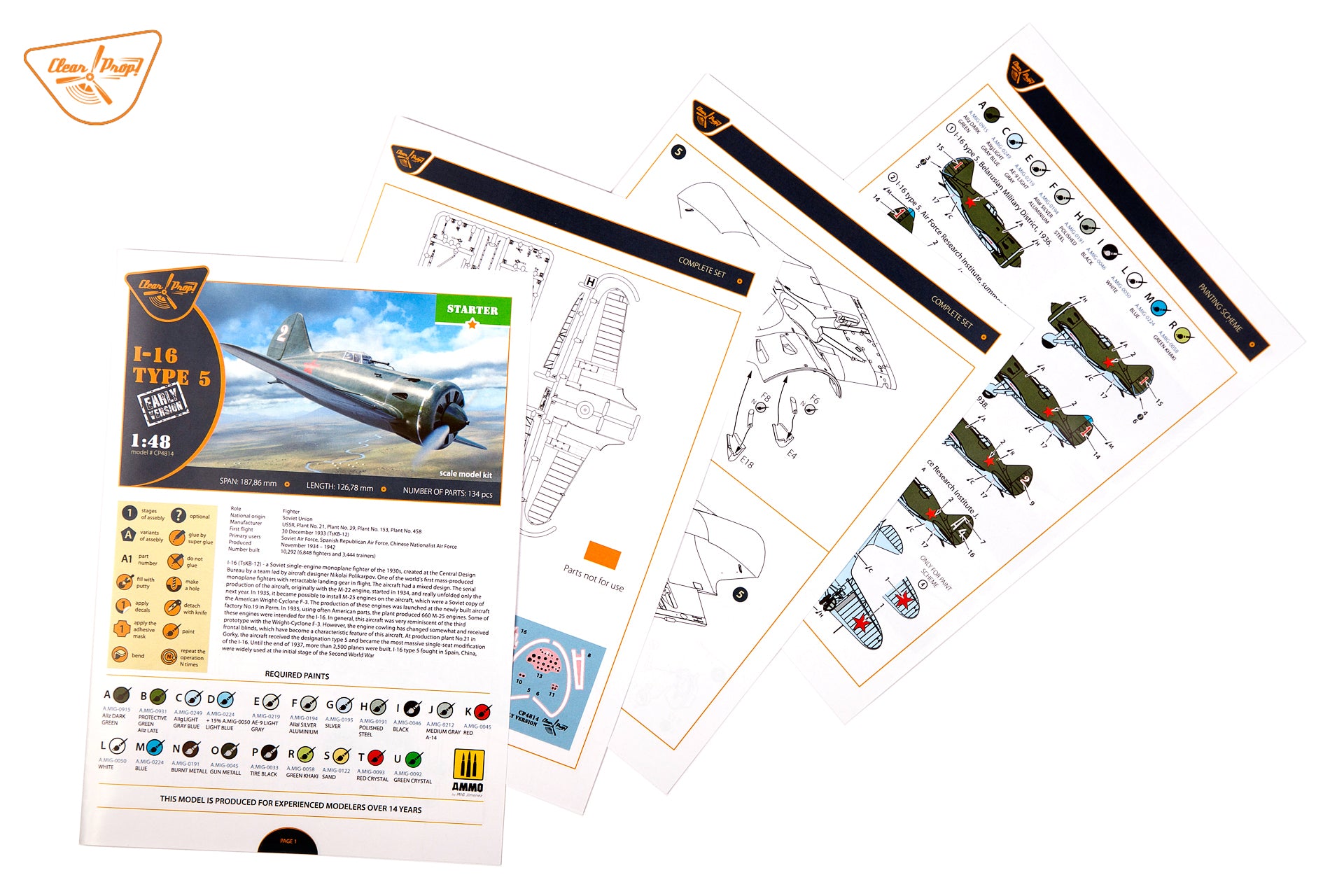 Clear Prop 1/48 I-16 type 5 (early version) [Starter Kit] | 6400608763712
