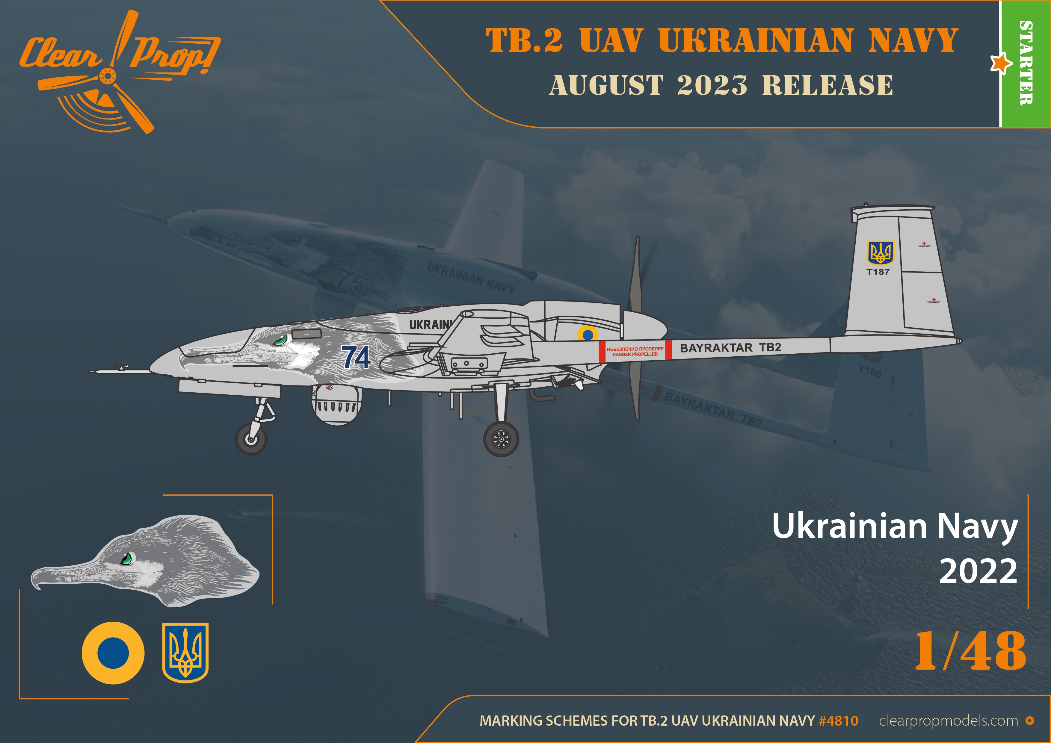Clear Prop 1/48 TB.2 UAV UKRAINIAN NAVY [Starter Kit] | 6400608763514
