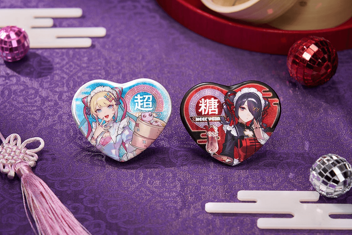 Needy Streamer Chinese Restaurant Series Heart-Shaped Pinback Button OMGkawaiiAngel