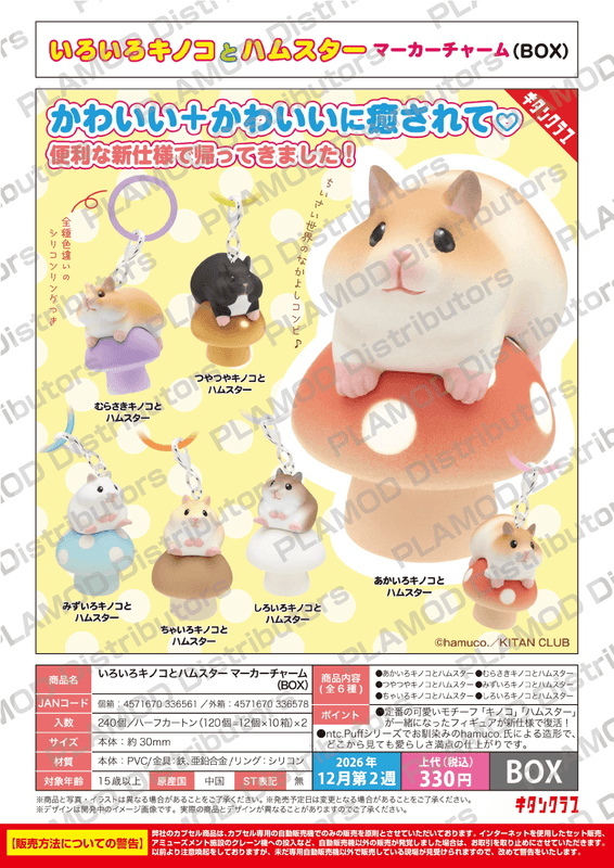 Various Mushrooms and Hamsters Marker Charm (BOX) (Box of 12)