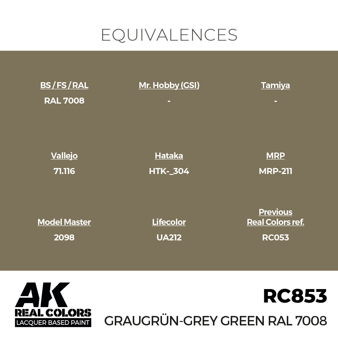 AK Interactive Real Colors Graugrün-Grey Green RAL 7008 17 ml. | 8435568336063