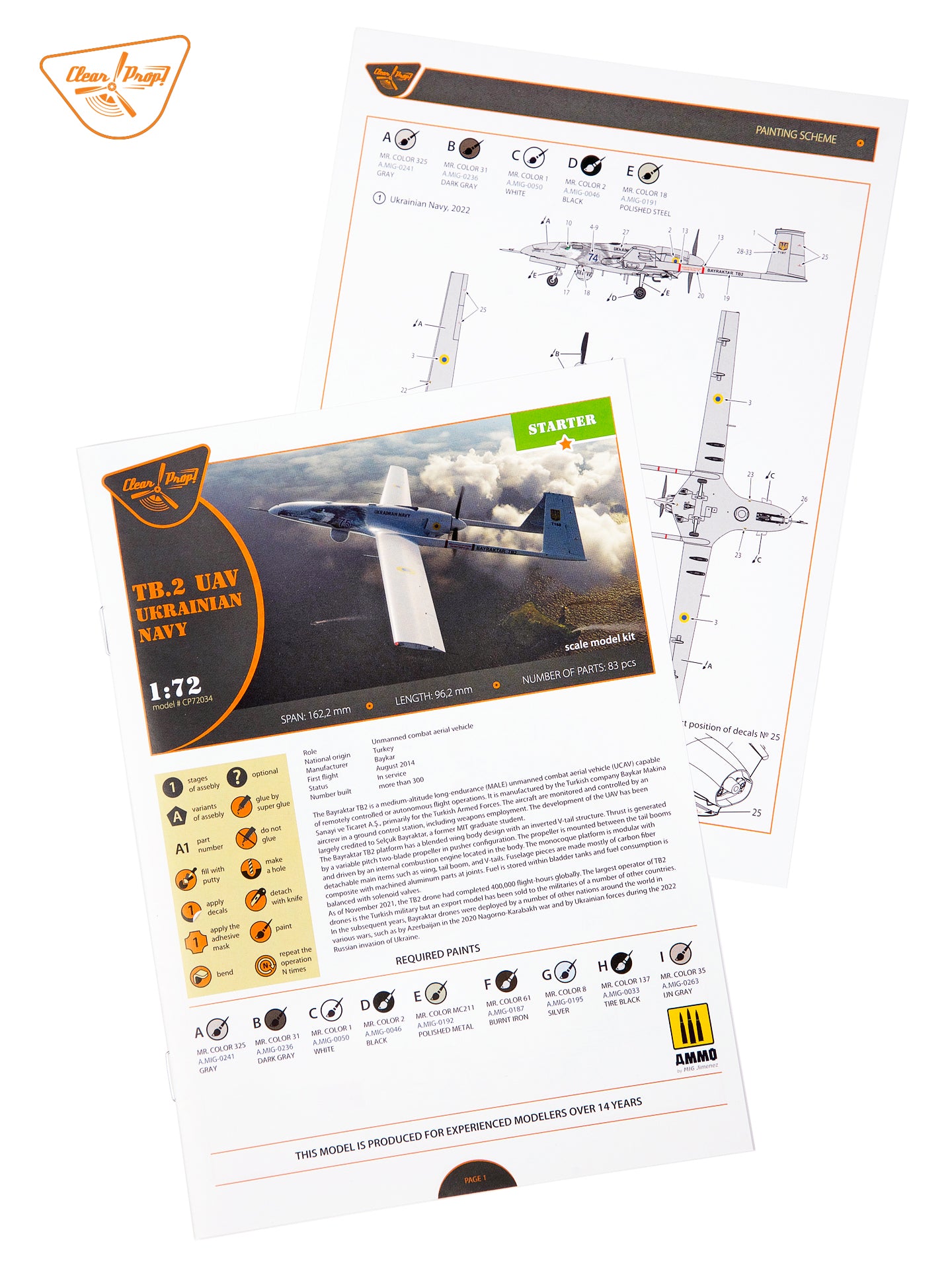 Clear Prop 1/72 TB.2 UAV UKRAINIAN NAVY [Starter Kit] | 6400608763729