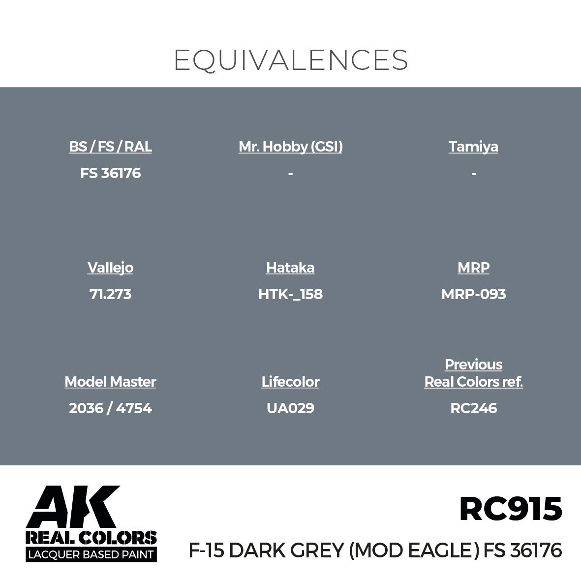 AK Interactive Real Colors F-15 Dark Grey (MOD EAGLE) FS 36176 17 ml. | 8435568336681
