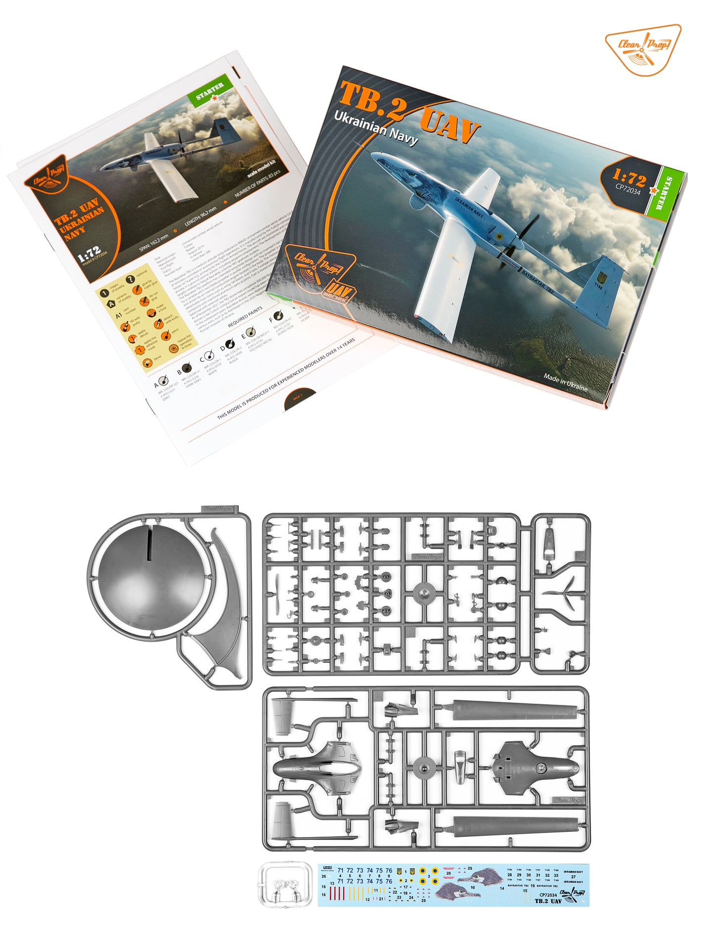 Clear Prop 1/72 TB.2 UAV UKRAINIAN NAVY [Starter Kit] | 6400608763729