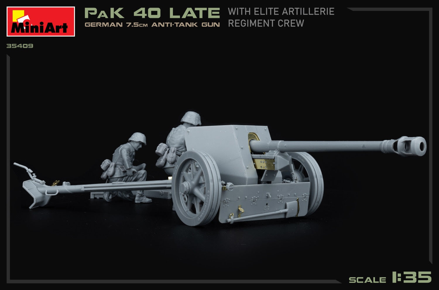 MiniArt 1/35 German 7.5cm Anti-Tank Gun PaK 40 Late w/Elite Artillerie Regiment Crew