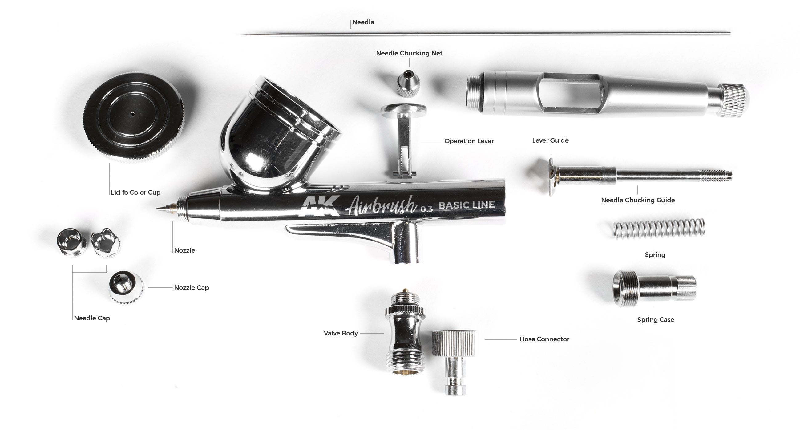 AK Interactive Nozzle + Needle 0.2 for AK9000 Airbrush 0.3 | 8435568337381