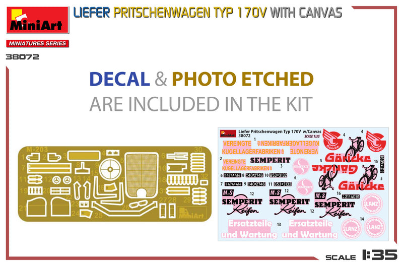 MiniArt 1/35 Liefer Pritschenwagen Typ 170V with Canvas