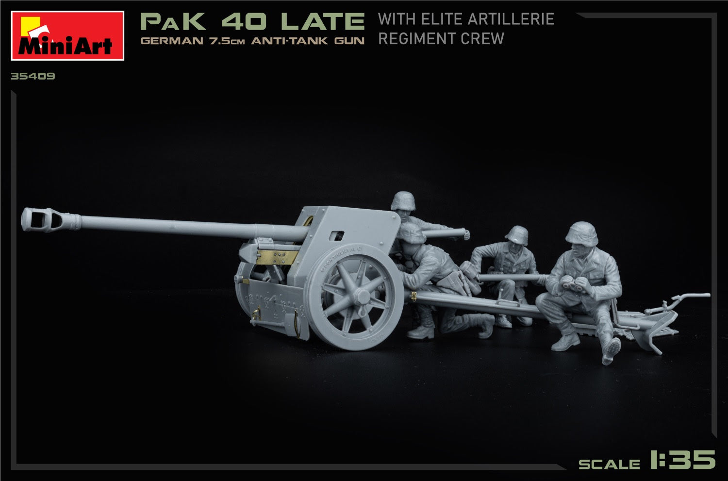MiniArt 1/35 German 7.5cm Anti-Tank Gun PaK 40 Late w/Elite Artillerie Regiment Crew