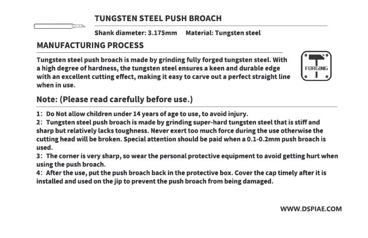 Dspiae 2.4MM Tungsten Steel Push Broach Chisel