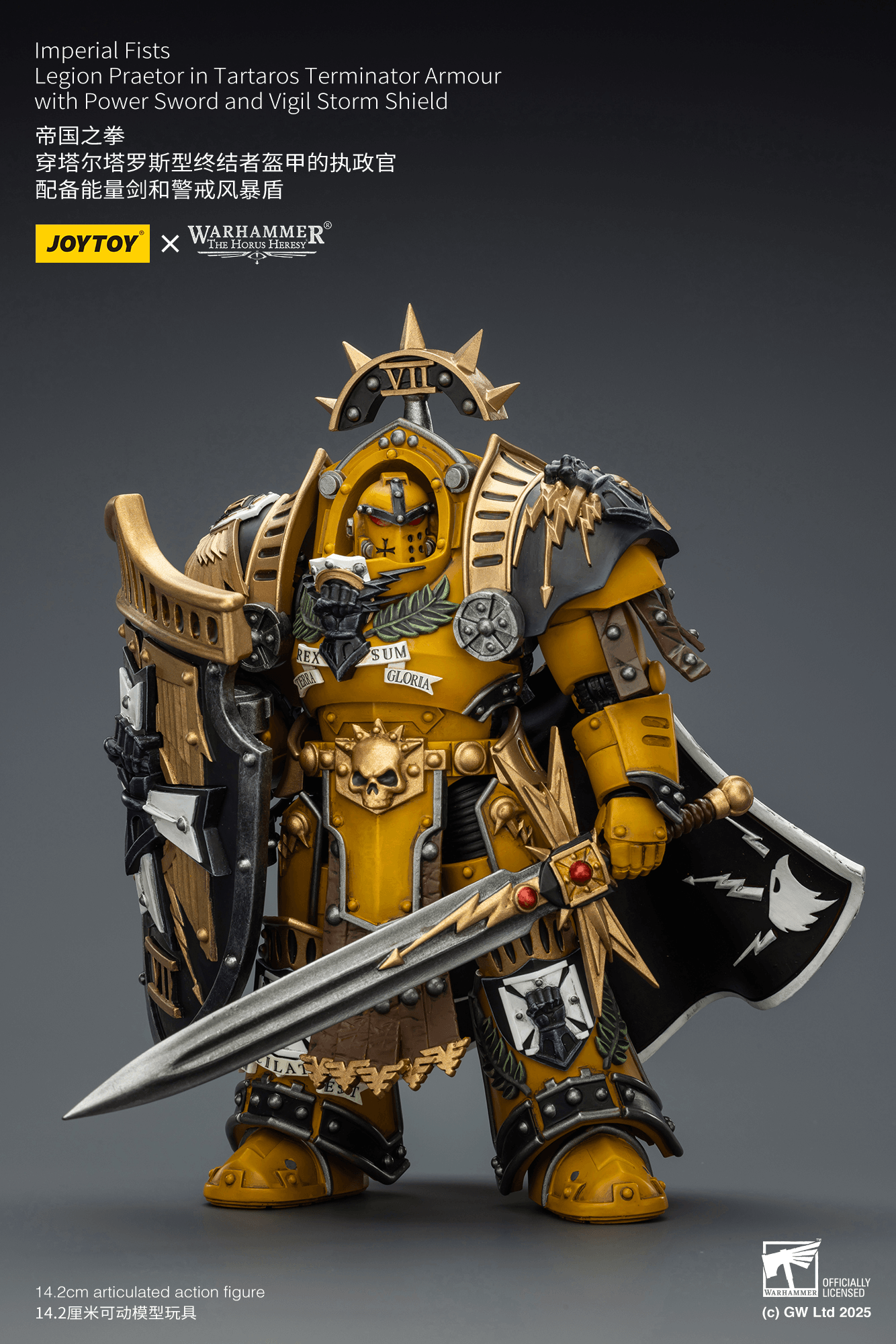 Imperial Fists Legion Praetor in Tartaros Terminator Armour with Power Sword and Vigil Storm Shield | 6927054403295