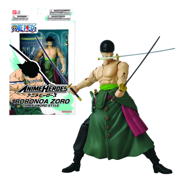 BANDAI Roronoa Zoro Three Sword Style One Piece, BNTCA Anime Heroes | 0045557370527
