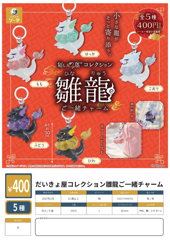Daikyoya Collection Hinaryu Goissho Charm (Box of 30)