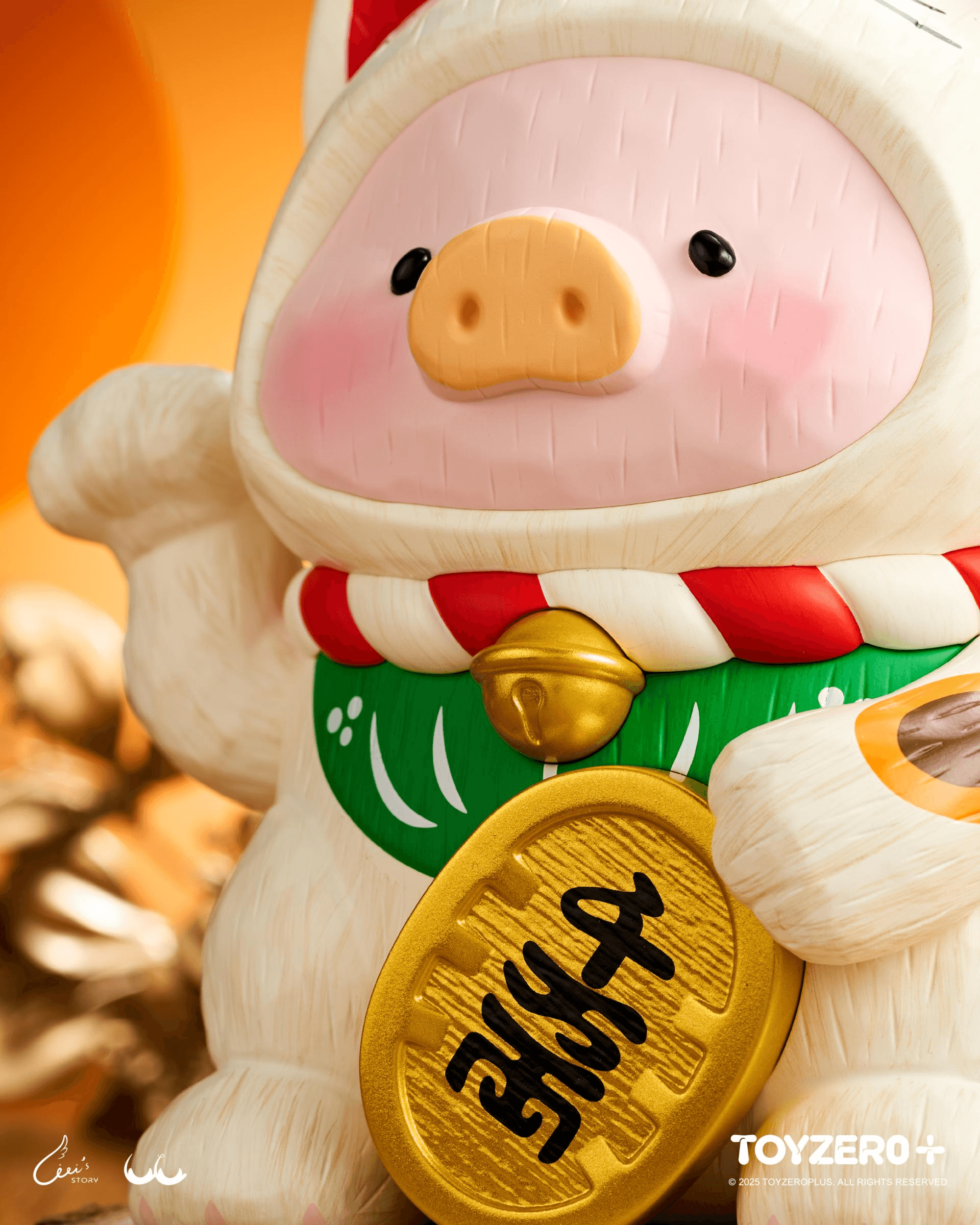 LuLu the Piggy - 18cm Wood-Carving Maneki Lu (Calico Cat) | 6978531762398