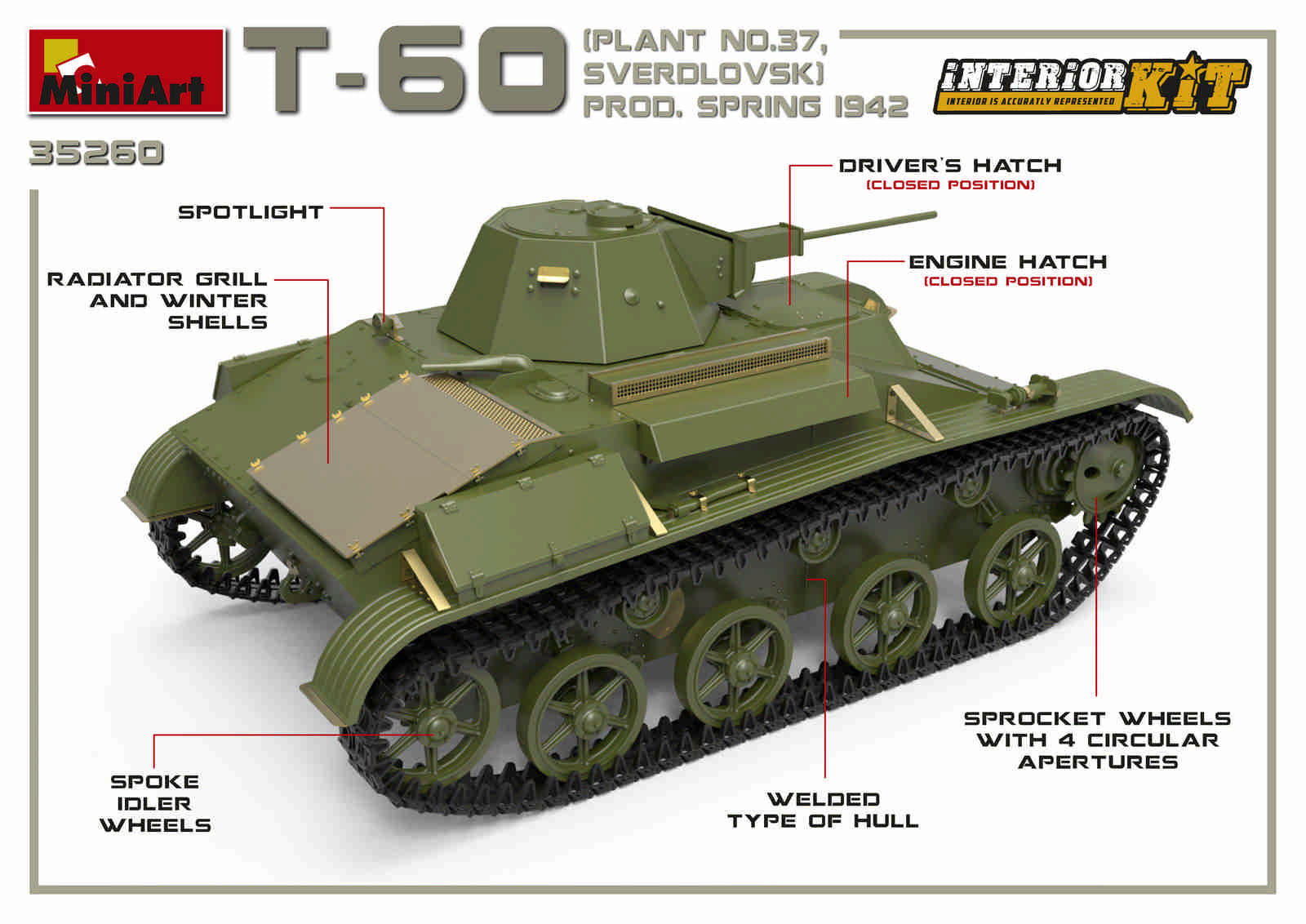 MiniArt 'T-60 (Plant .37) Prod.Spring 1942. Interior Kit' | 4820183312181