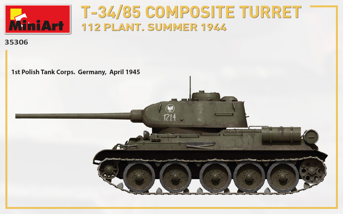 MiniArt 1/35 T-34/85 Composite Turret. 112 Plant. Summer 1944 1/35 Scale | 4820183313461