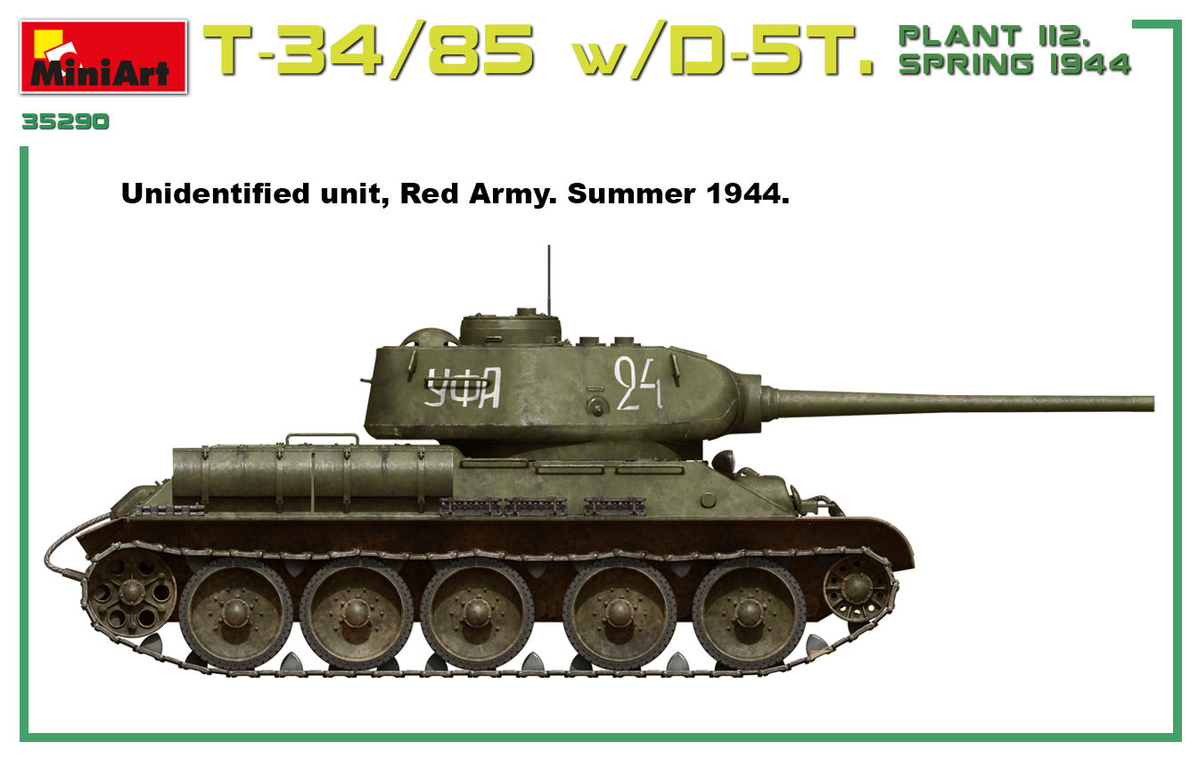 MiniArt 1/35 T-34/85 w/D-5T. PLANT 112. SPRING 1944. INTERIOR KIT | 4820183313171