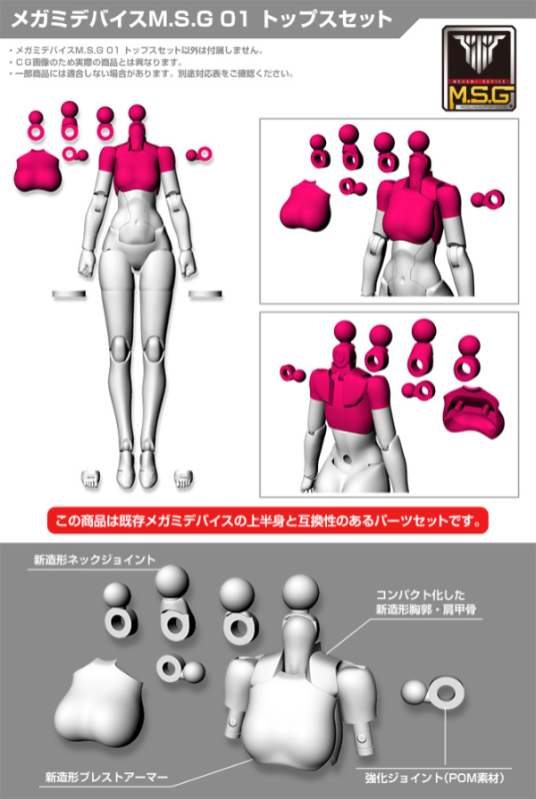KOTOBUKIYA MEGAMI DEVICE M.S.G 01 TOPS SET BLACK | 190526037908