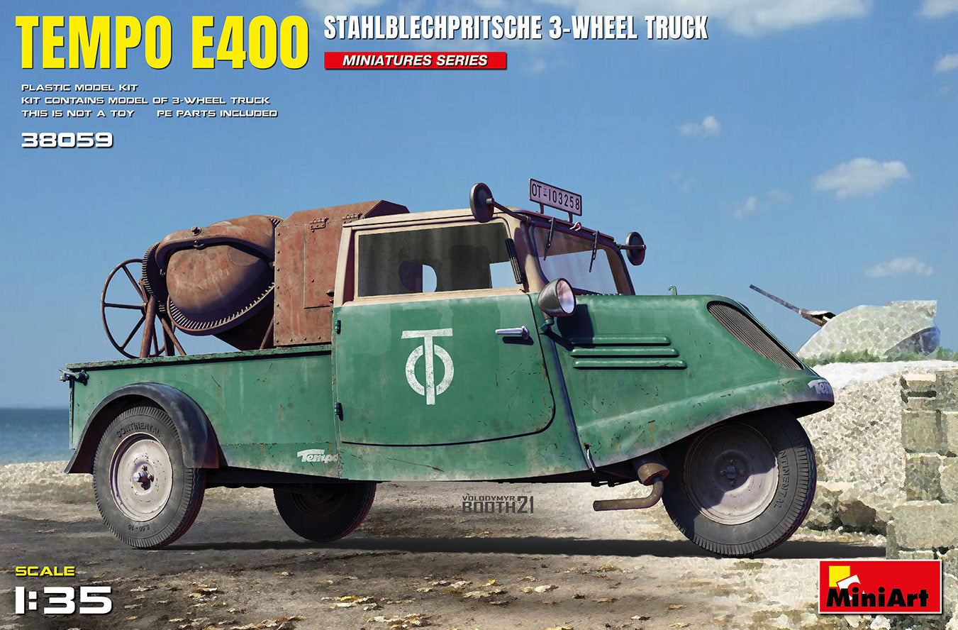 Miniart 1/35 Tempo E400 StahlblechPritsche 3-Wheel Truck | 5905090346388