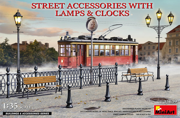 Miniart 1/35 Street Accessories With Lamps & Clocks