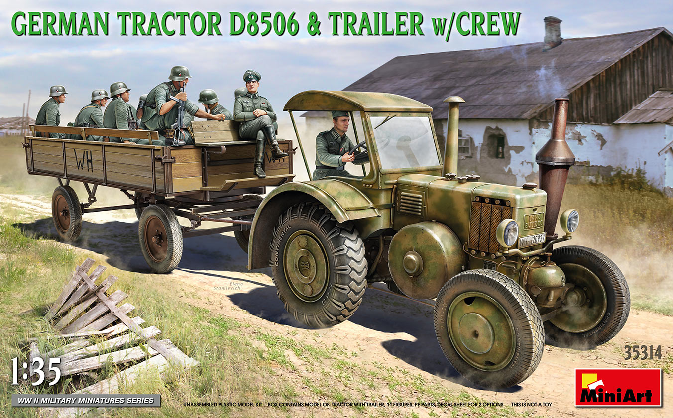 MiniArt 1/35 German Tractor D8506 with Trailer & Crew | 4820183314239