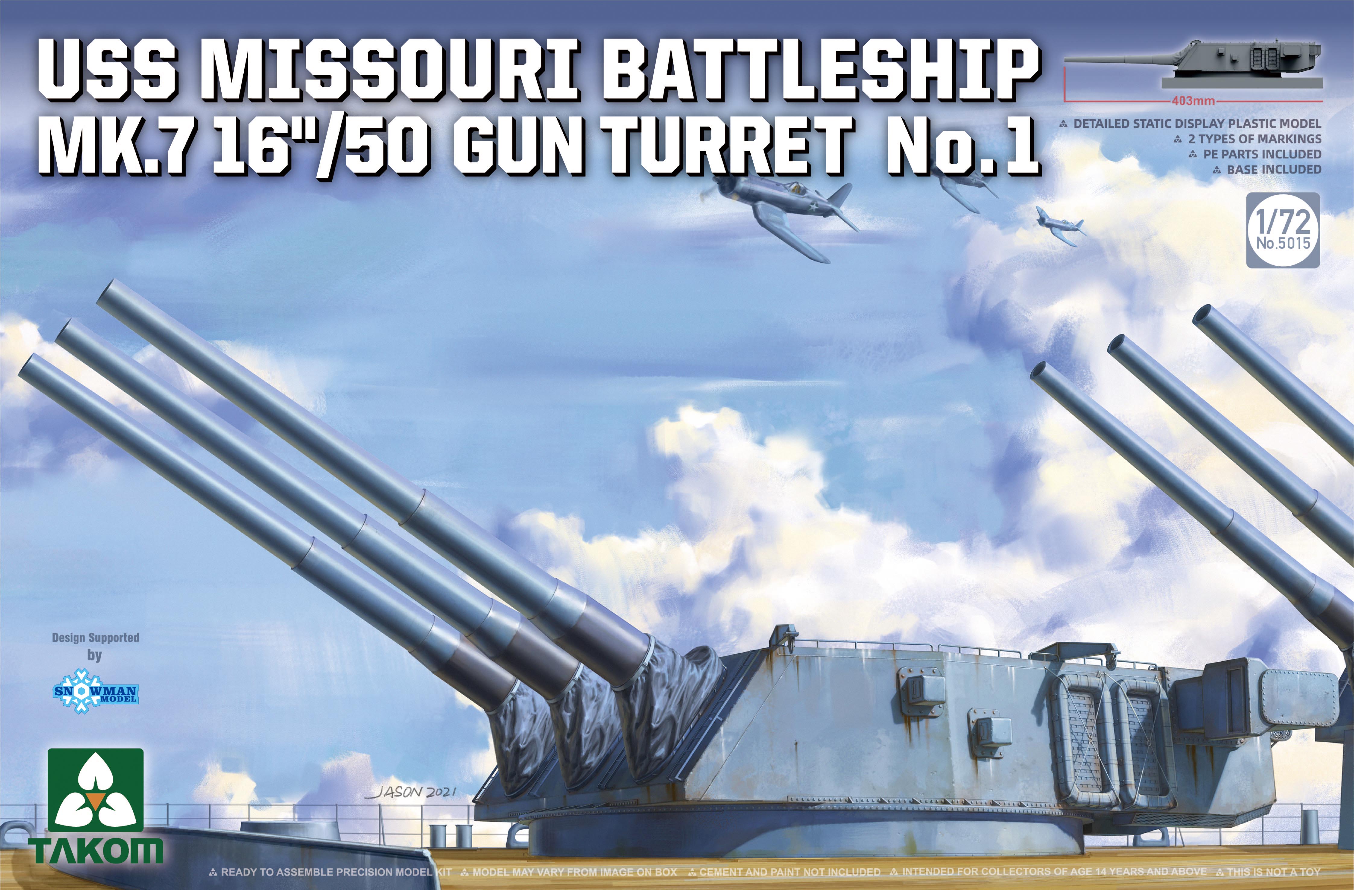 Takom 1/72 USS Missouri Battleship MK.7 16''/50 Gun Turret No.1