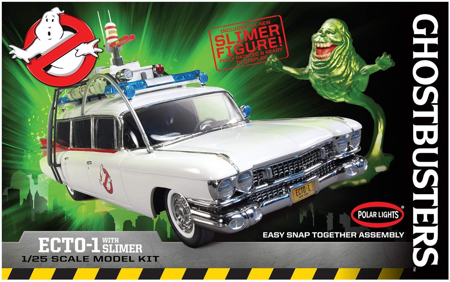 Polar Lights GhostBusters Ecto-1 w/ Slimer Figure Snap Kit | 849398020432