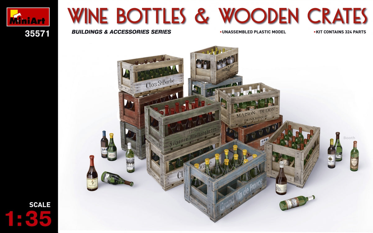 MiniArt 1/35 Wine Bottles & Wooden Crates | 4820183310668
