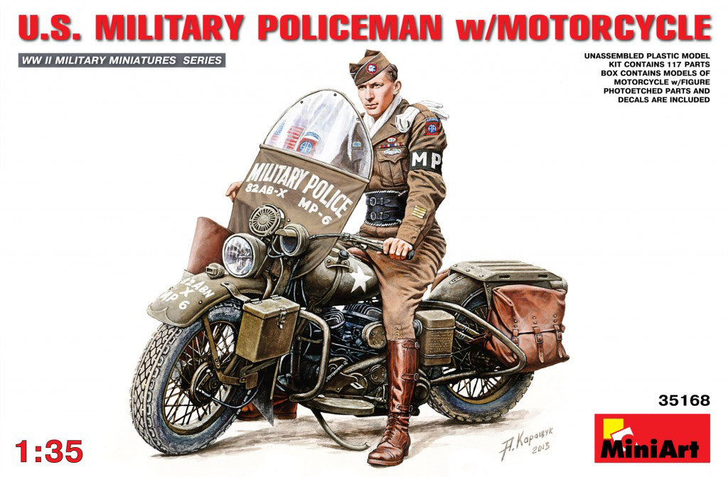 MiniArt 1/35 U.S.Millitary Policeman with Motorcycle | 4820183310149