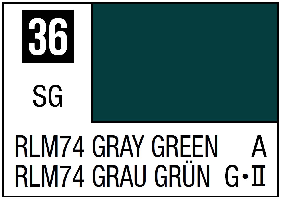 Mr Hobby Mr. Color 36 - RLM74 Gray Green (Semi-Gloss/Aircraft) | 4973028716344