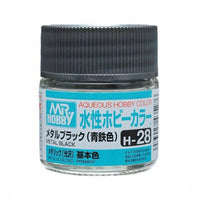 Mr Hobby AQUEOUS HOBBY COLOR - H28 METALLIC GLOSS METAL BLACK (PRIMARY) | 4973028719048