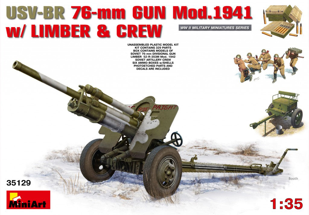 MiniArt 1/35 USV-BR 76-mm Gun Mod.1941 w/Limber & Crew | 4820041102886