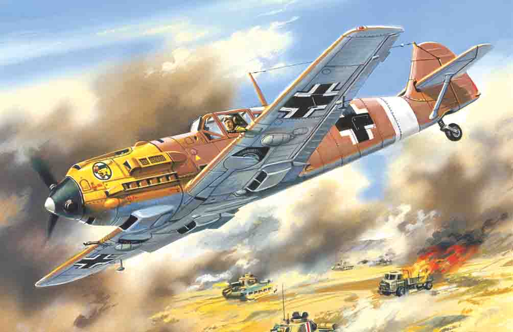 ICM 1/72  Messerschmitt Bf 109E-7/Trop, WWII German Fighter | 4823044401901
