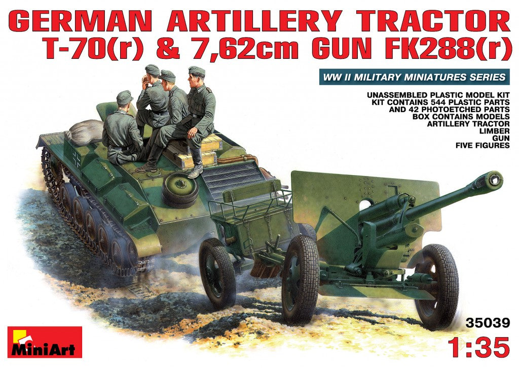 MiniArt 1/35 German Artillery Tractor T-70 (r) & Gun w/Crew | 4820041100745