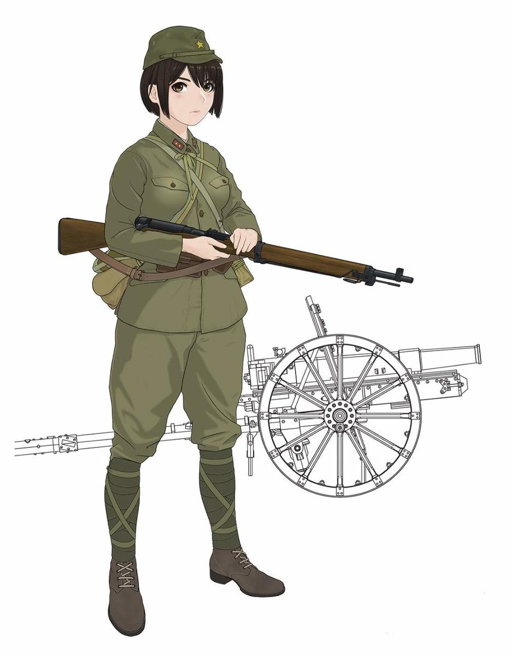 FineMolds 1/35 Historic Costume Girl Type 41 75mm Mountain Gun with Figure 'Konoka' | 4536318880028
