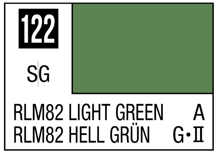 Mr Hobby Mr. Color 122 - RLM82 Light Green (Semi-Gloss/Aircraft) | 4973028717006