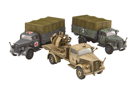 Fujimi German 3ton Truck (Camouflaged/Medical Van/Antiaircraft Ring Mount)