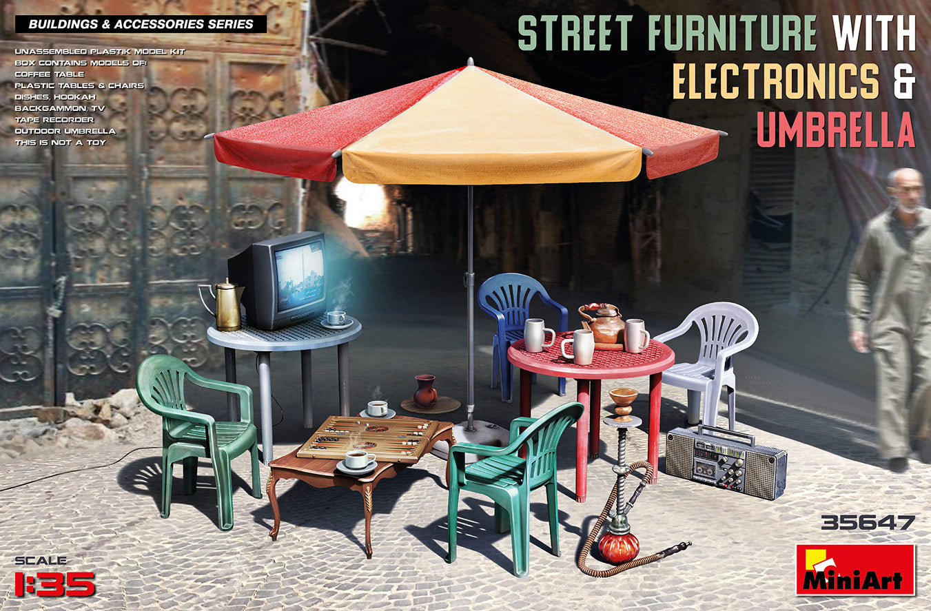Miniart 1/35 Street Furniture With Electronics & Umbrella | 4820183314444