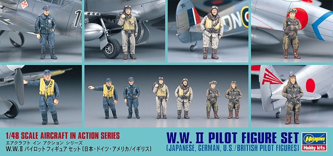 Hasegawa [X48-7] 1:48 W.W.II PILOT FIGURE SET (JAPANESE, GERMAN, U.S./BRITISH PILOT FIGURES) | 4967834361072