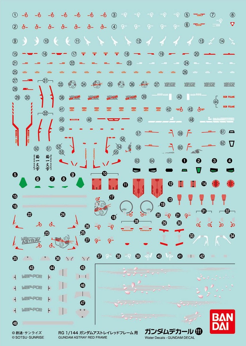 Bandai Spirits Gundam Decal GD111 RG 1/144 Gundam Astray Frame Decal 'Gundam SEED Astray' | 4573102611710