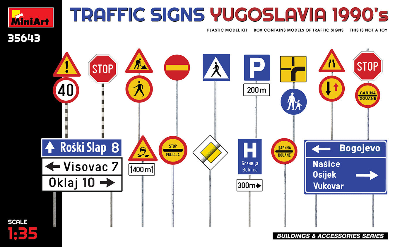 Miniart 1/35 Traffic Signs Yugoslavia 1990's | 4820183314451