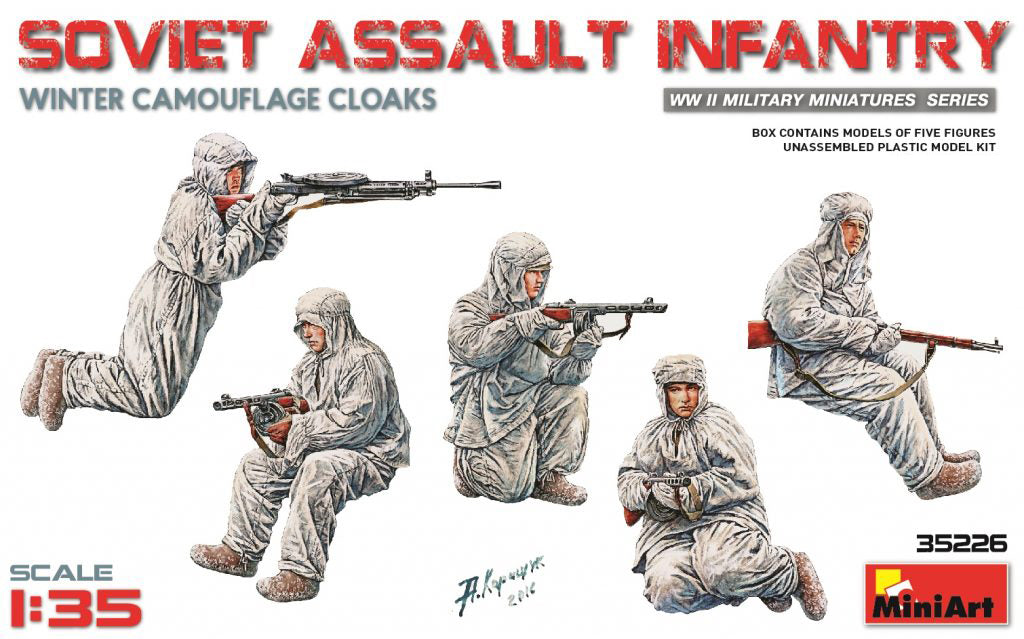 MiniArt 1/35 Soviet Assault Infantry (Winter Camouflage Cloaks) | 4820183310866